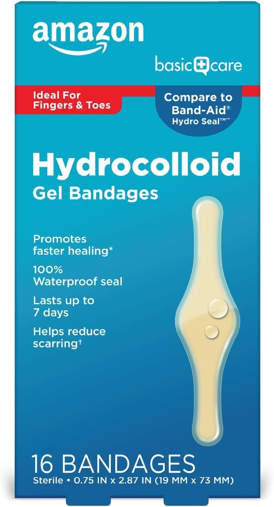 기본 관리 고급 빠른 치유 Hydrocolloid 젤 붕대, 손가락 & 발가락, 16 ct