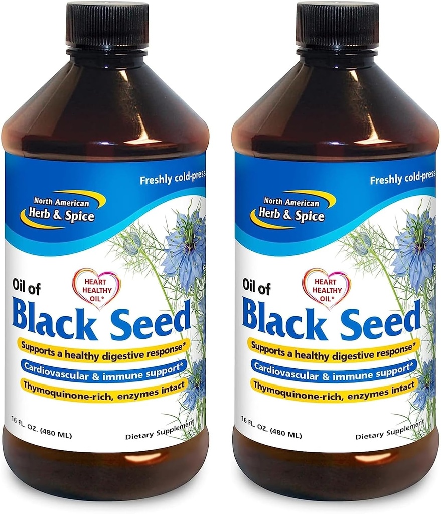 NORTH AMERICAN HERB & SPICE Black Seed Oil - 16 fl oz, 2 팩 - 소화 및 면역 지원 - Non-GMO - 192 총 서빙