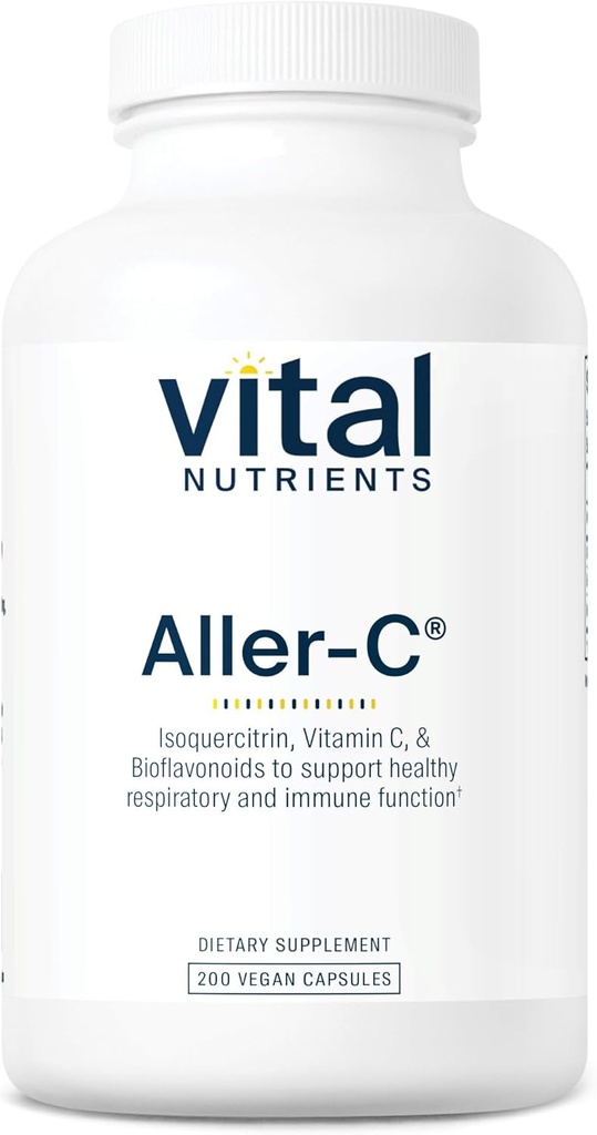 Vital Nutrients Aller-C | Vegan Respiratory and Sinus Function Support*| Isoquercitrin, Bromelain, Bioflavonoids, & Vitamin C | 글루텐, 데이리, 소이 무료 보충 | 200 캡슐