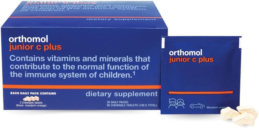 Orthomol Immun Junior C Plus, Kid's Multivitamin, Tangerine 맛, 30 일 공급