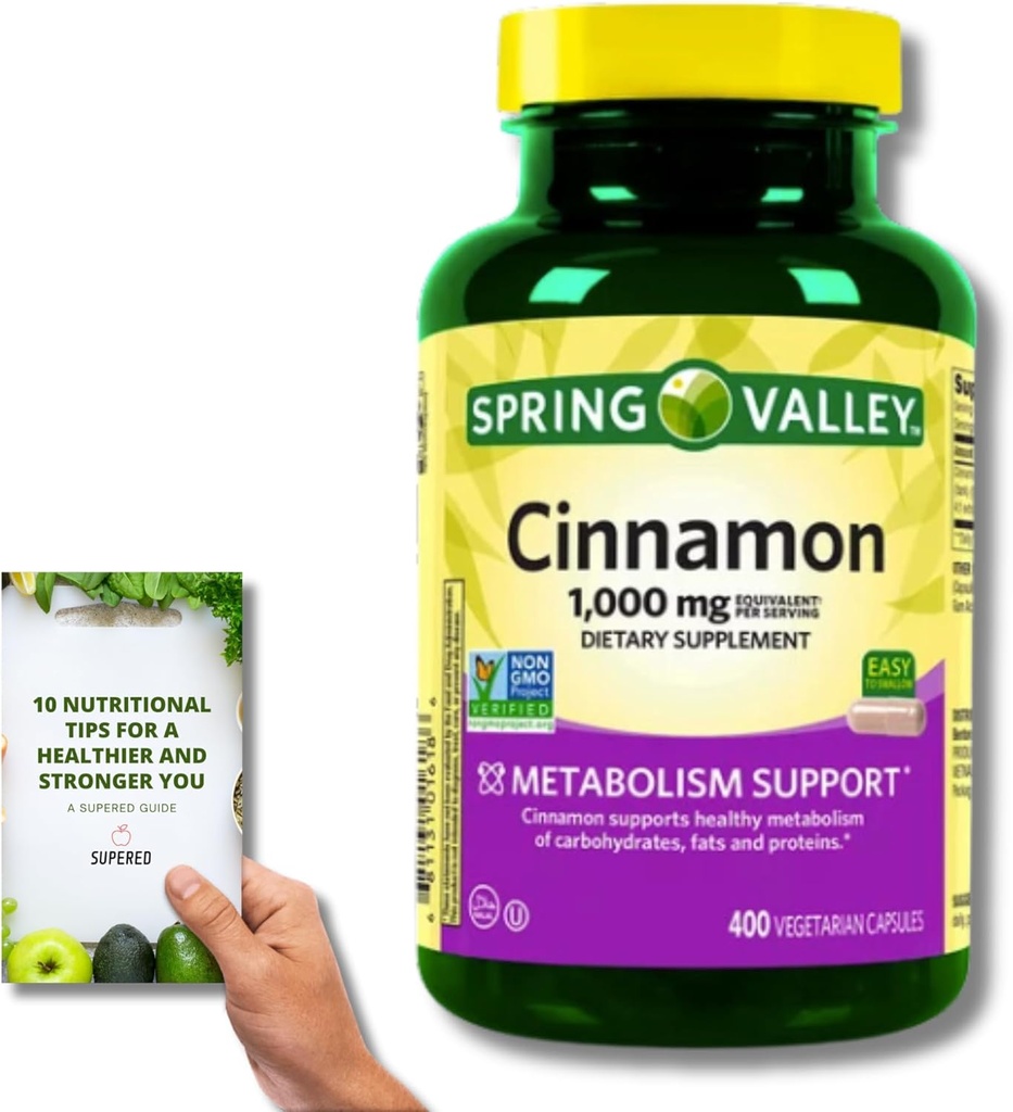 스프링 밸리 Cinnamon 다이어트 보충 - 1,000mg, 400 Vegeterian 캡슐 + 'Nutritional Guide'