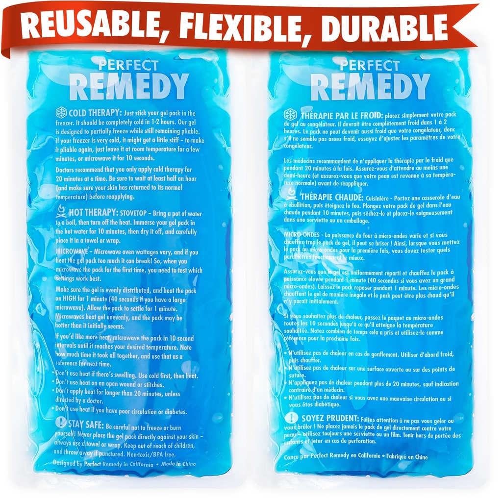 Injuries Reusable, Hot & Cold Pack 용 완벽한 Remedy 2-Pack Gel Ice Packs 내구성, Soft & Flexible, Fast Relief & Recovery (Blue, Reg 2PK)