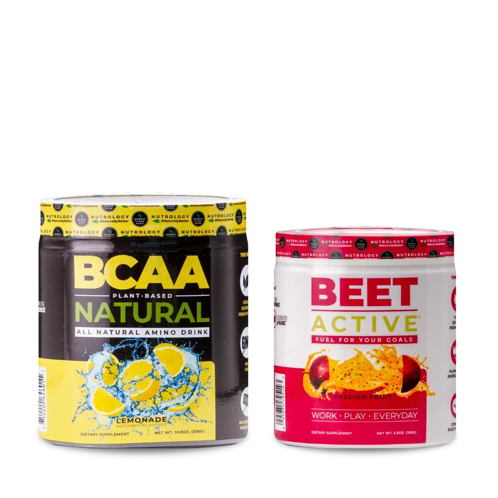 Nutrology BCAA 자연적인, 식물에 의하여 근거한 BCAA 분말, 레몬 맛 (30의 서빙) Beet 능동태, 자연적인 전 운동 분말, 열정 과일 풍미 (30의 서빙)