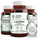 Natural Nutra Soy Lecithin 1200 mg 다이어트 보충 - 뇌 기능, 간 건강, Hepls Breast 건강, 메모리 부스트 보충 - 글루텐 무료, BPA-Free, 재활용 유리 병에 100 Softgels