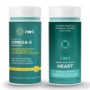 Iwi Omega-3 Essential & Heart Omega-3 번들, 30 서빙, Vegan Plant-Based 조류 오메가 3, Krill & Fish Oil Alternative, No Fishy Aftertaste