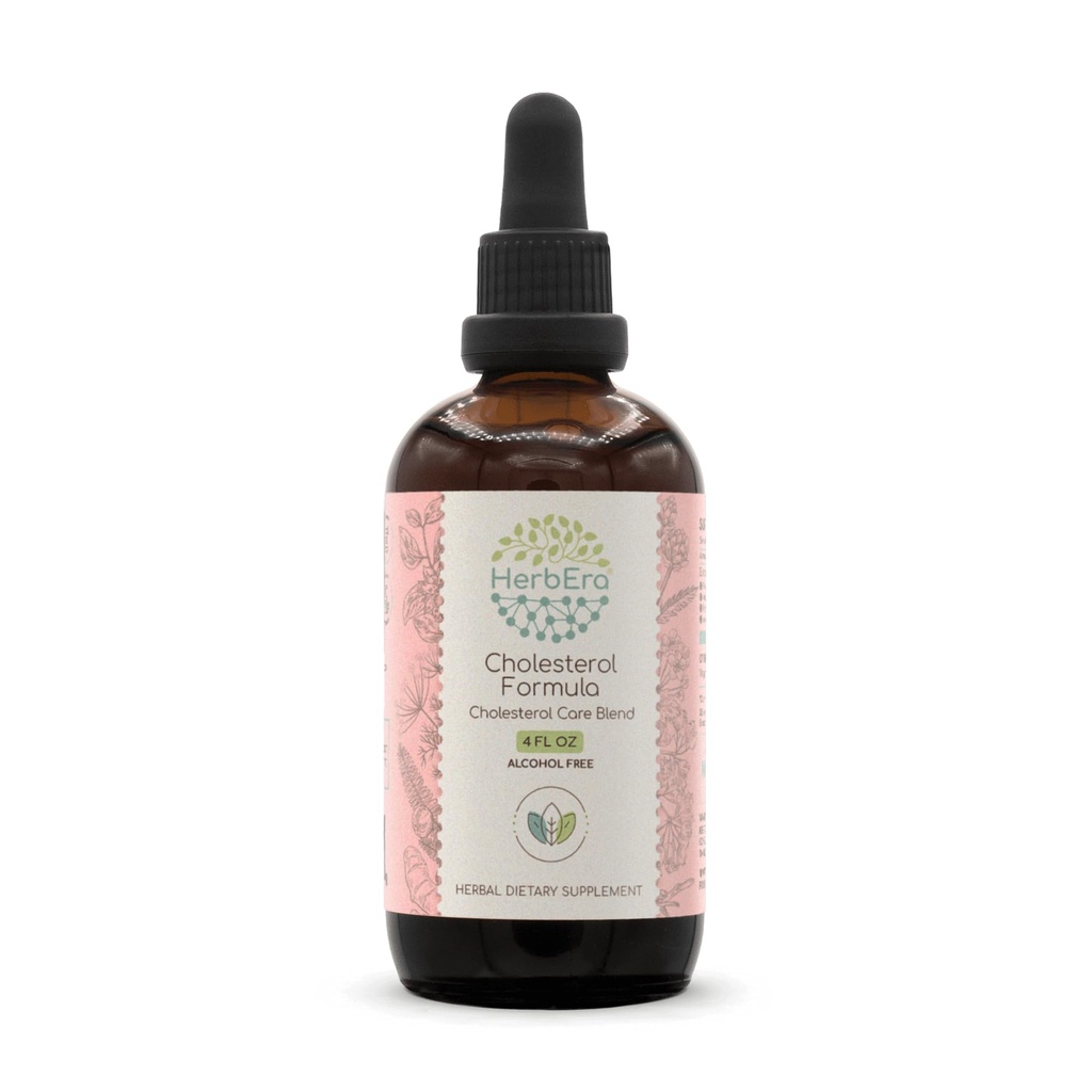 HerbEra Cholesterol 공식 B120 알콜 자유로운 추출물 Tincture Artichoke 잎, Hawthorn 잎 및 꽃, Fennel씨, 심황 뿌리, Ashwagandha 뿌리, Amla Berry. 콜레스테롤 관리 혼합 4 Fl Oz