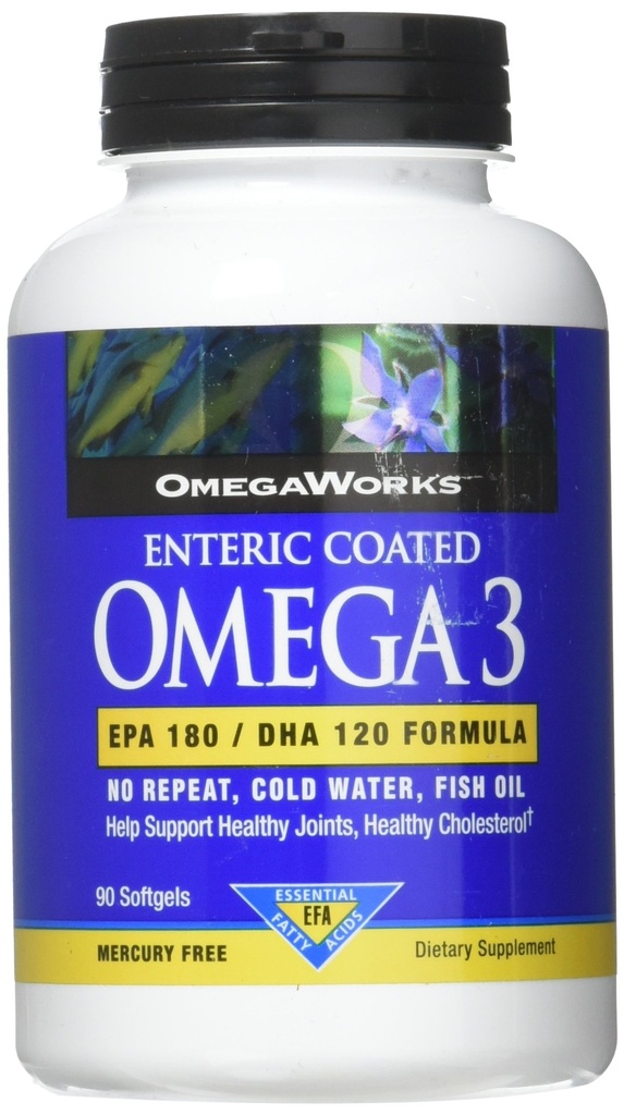 OmegaWorks 슈퍼 오메가 3, EPA / DHA 지방산, 건강한 관절, Enteric 코팅 90 softgels, 90 인분
