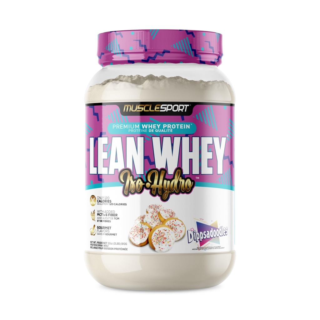 Musclesport Lean Whey RevolutionTM Protein Powder - Whey Protein Isolate - 낮은 칼로리, 낮은 차브, 낮은 지방, 식용 풍미 - 25g Protein per Scoop (2lb, Dippsadoodles)