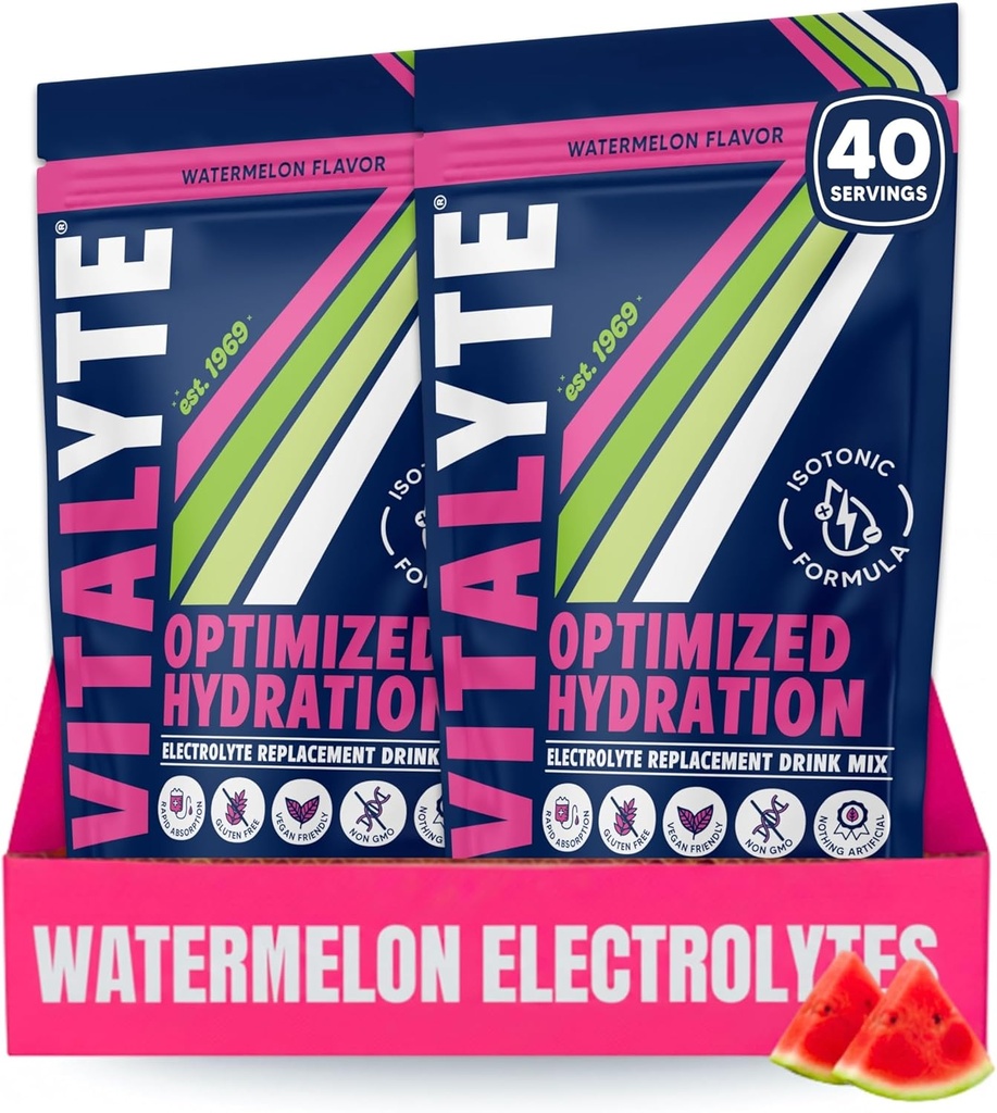 Vitalyte Electrolyte 분말 음료 혼합, Isotonic Electrolyte Hydration 혼합, 글루텐 무료 포스트 운동 분말 혼합, 2, 35 온스 팩. 각, 수박 풍미
