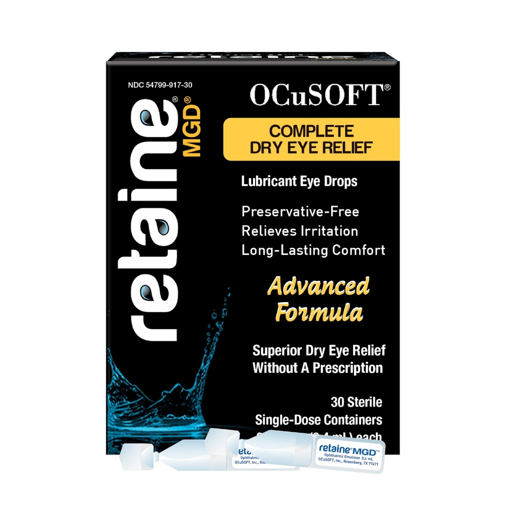 OCuSOFT Retaine MGD Ophthalmic Emulsion - 완전한 건조한 눈 기복 - Soothes 빨강 & 과민한 눈 - 30 조사 보존 자유로운 단 하나 사용 콘테이너 - 0.01 Fl Oz