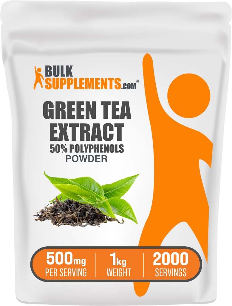 BulkSupplements.comgreen 차 추출물 분말 - 50% 폴리페놀 보충교재, EGCG 보충교재 - Gluten는, 봉사 당 500mg, 1kg (2.2 lbs) (1의 포장을 해방합니다)