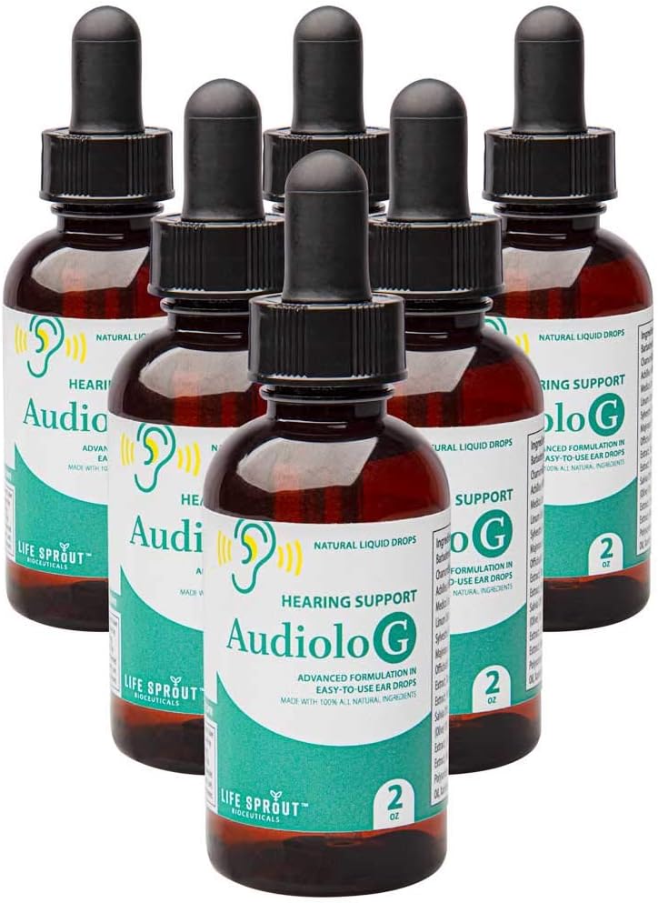 Audiolo-g Natural Ear Drops – New Reverse Hearing Loss Formula – Homeopathic Blend of Organic Extracts & Essential Oil for Seniors, 성인 및 어린이
