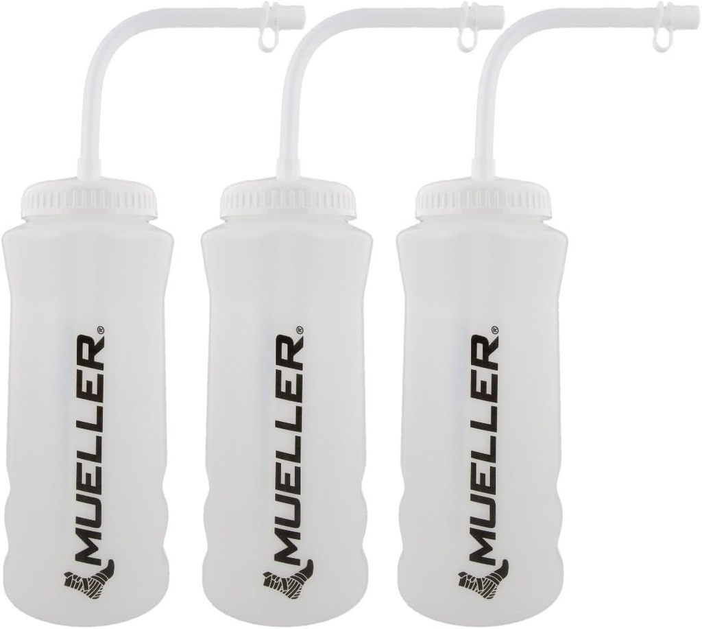 Mueller Quart 병 w/ 밀짚, 자연적인 색깔 w/검정 편지 (3 팩)