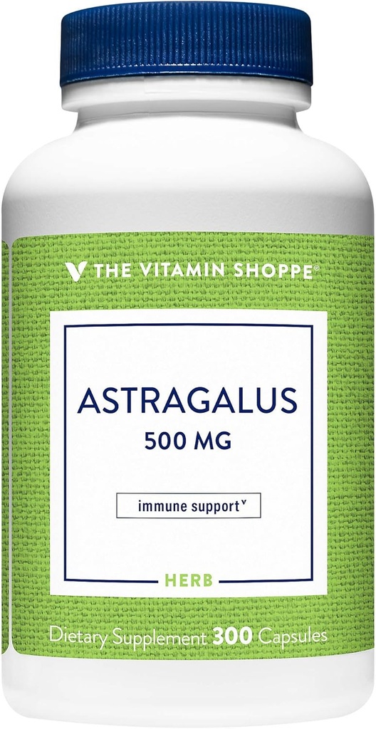 비타민 Shoppe Astragalus (루트) 500mg - 면역 체계 & 몸의 자연적인 방위를 지원하는 초본 보충교재 - Stamina, 에너지 & 활력 (300의 캡슐)를 건설하는 것을 돕습니다