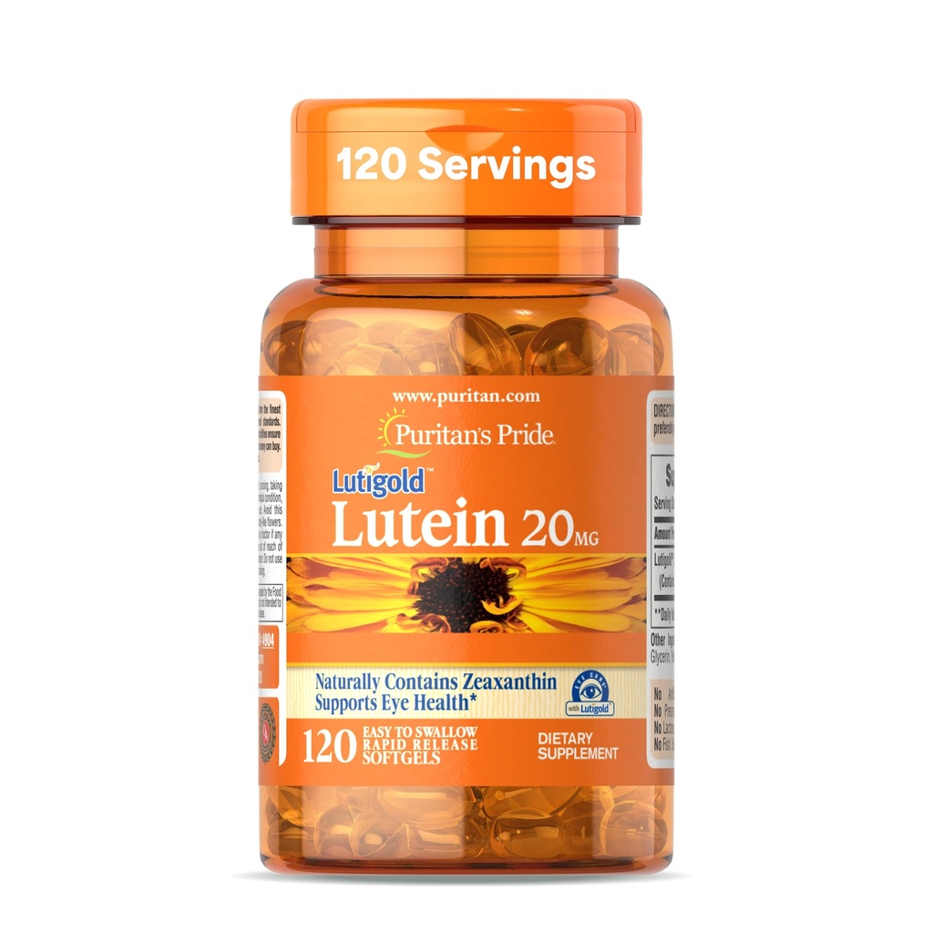 Puritan의 Pride Premium LutigoldTM Lutein Carotenoid 20mg 남성과 여성을 위한 Zeaxanthin, 눈 건강 지원, 8 달 공급, 120 Easy-to-Swallow Softgels를 위한 규정식 보충교재