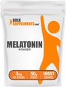 BulkSupplements.com 멜라토닌 분말 - 순수한 멜라토닌, 성인을위한 수면 보조 - Vegan & 글루텐 무료, 서빙 당 3mg, 50g (1.8 oz) (팩 1)