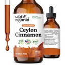 야생 & 유기 Ceylon Cinnamon Tincture 500 mg - 전체 지원을위한 액체 Cinnamon 보충제 - Cinnamomum Verum Bark Extract - Vegan, Sugar & Alcohol-Free, Non-GMO - 4 fl oz