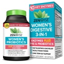 Zenwise 건강 3-in-1 여성 Probiotic 보충, Gut Flora & Vaginal 건강 - 소화 효소 지원 Bloating & Gas Relief와 여성을위한 매일 Probiotics & Prebiotics - 60 카운트