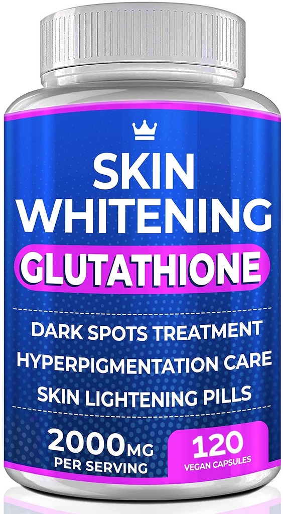Glutathione 희게하는 알약 - 120의 캡슐 2000mg 글루타티온 - 효과적인 피부 조명 보충교재 - 어두운 반점, Melasma & 여드름 흉터 제거제, Hyperpigmentation 처리 - 노화 방지 산화 방지제