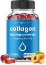 NutraChamps Collagen Boosting Gummies, 자연적인 교원질 생산을 위한 교원질 승압기 거미, Vegan Pectin는 여자 & 남자, 60 복숭아 비타민 Gummies를 위한 Chews를 보충합니다
