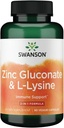 Swanson 아연 Gluconate '&' L-Lysine - 2-in-1 공식 90 Veg 모자