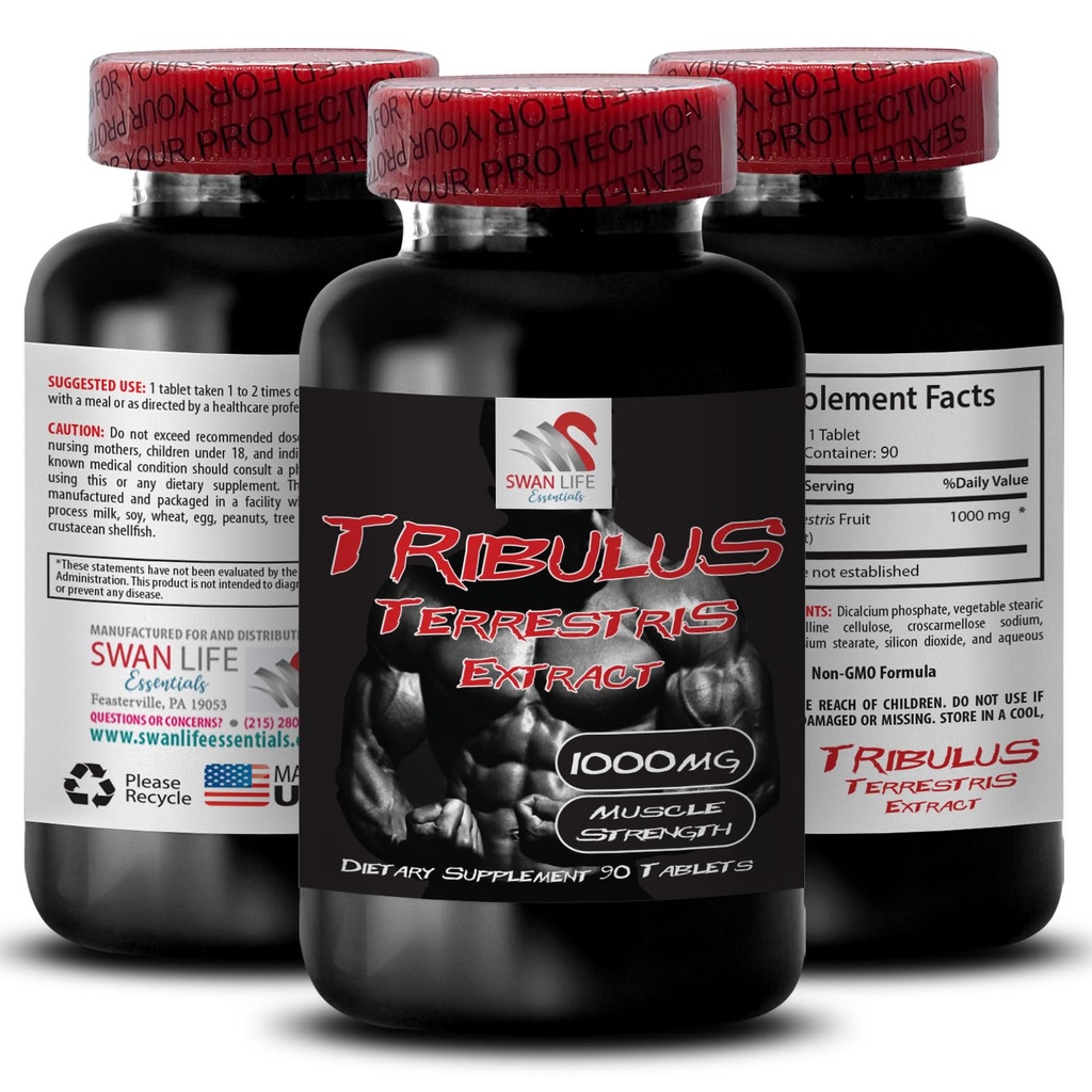 Stamina 지원 공식 - TRIBULUS TERRESTRIS EXTRACT - 힘 재충전, 힘 지원 혼합, 육체적인 부스트, 식물 힘 에너지, 몸 지원 공식, 힘 및 힘, 활동적인 힘 1Bot 90Tab
