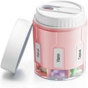 Daviky Pill 병 주최자, 7 대형 Compartments, 여행 Pill 분배기 2 개의 뚜껑이있는 둥근 Pill 상자 (Pink + 백색)