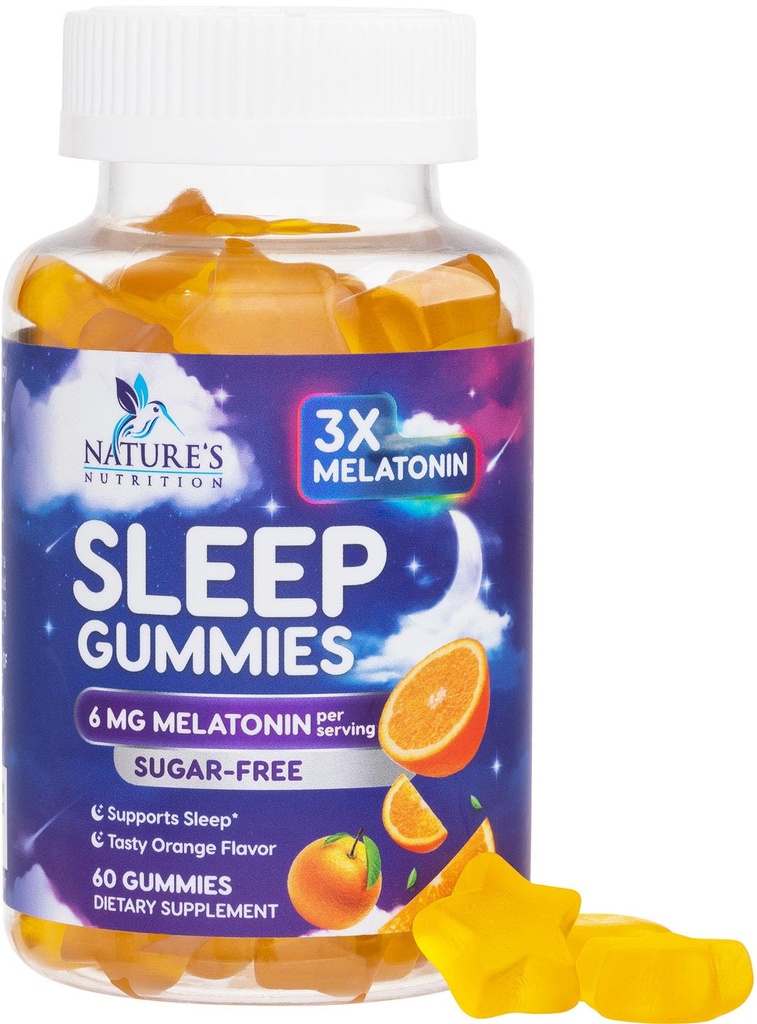 Melatonin 수면 Gummies Sugar Free - 성인을위한 6 mg Melatonin 수면 Gummies, 여분의 힘 수면 Gummy 보충제, Occasional 수면 지원 보충교재, 6mg Gomitas para Dormir - 60 카운트