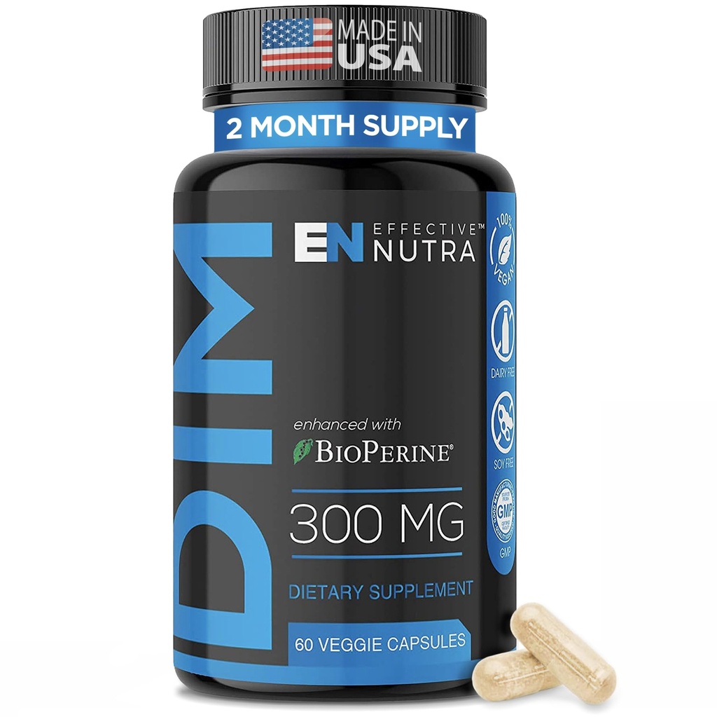 EFFECTIVE NUTRA Dim 보충교재 BioPerine를 가진 300mg - 남자 & 여자를 위한 여분 힘 에스트로겐 차단제 - 호르몬 & 대사 지원 - 2 달 공급