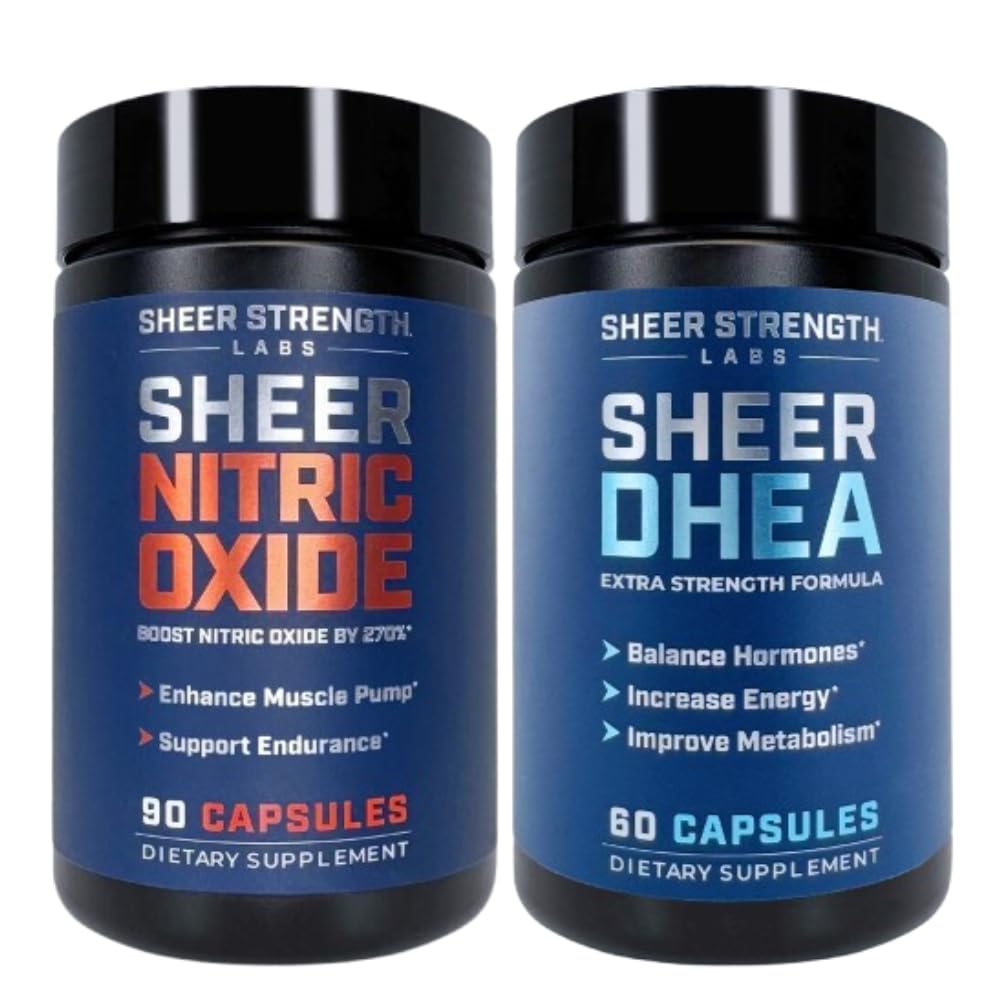 Sheer 힘 실험실 Nitric 산화물 + DHEA 100mg - Nitric 산화물 보충교재 - 남자 DHEA 100mg를 위한 남자와 DHEA 보충교재를 위한 제일 질 산화물 보충교재