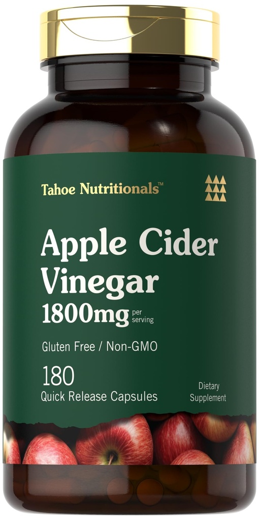 Tahoe Nutritionals Apple Cider Vinegar 캡슐 | 1800mg | 180 개 | 비 GMO, 글루텐 프리 보충교재