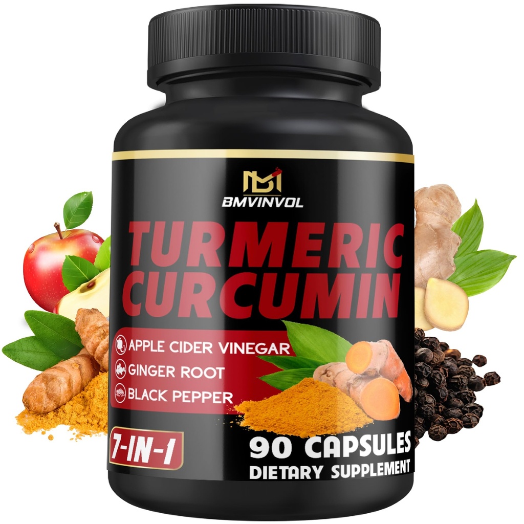 Turmeric Curcumin 보충교재 - Ginger, Apple Cider Vinegar, Black Pepper - 90 조사 - 3 달 공급을 가진 95% Curcuminoids