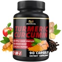 Turmeric Curcumin 보충교재 - Ginger, Apple Cider Vinegar, Black Pepper - 90 조사 - 3 달 공급을 가진 95% Curcuminoids
