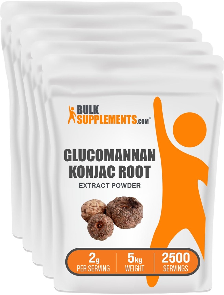 BulkSupplements.com Glucomannan 분말 - Konjac 뿌리 추출물 분말, Glucomannan 보충제 - 글루텐 무료, 서빙 당 2g, 1kg (팩 5) (11 파운드)