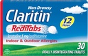 Claritin RediTabs 12 시간 알레르기 의학, 비 돌기 처방 강도 알레르기 완화, Loratadine Antihistamine 정제, 30 카운트, 2 팩