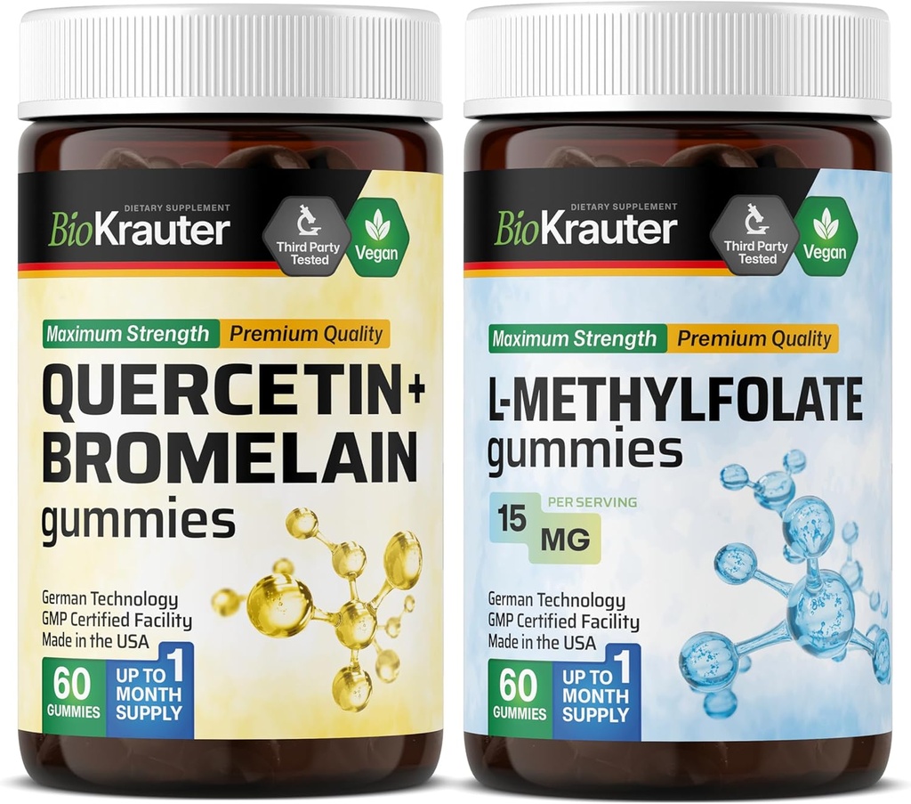 Bromelain 60 Gummies & L-Methylfolate 60 Gummies를 가진 BIO KRAUTER Quercetin