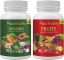 과일과 Vegi 캡슐 100% 남자와 여자를 위한 자연적인 superfood 자연적인 에너지 수준, 2, 180 count-90 & 과일 90 채소의 세트