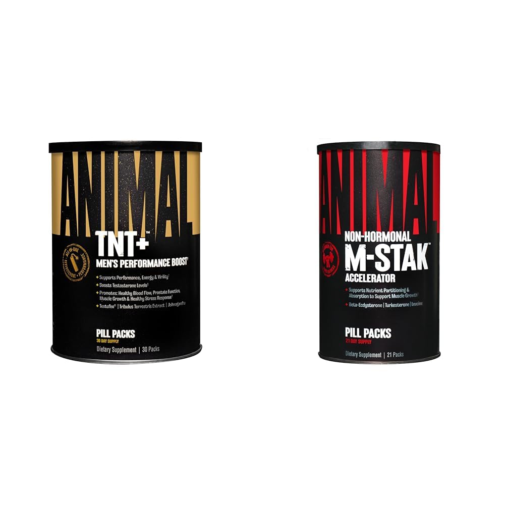 동물 TNT+ 테스트 부스터 & M-Stak 근육 건물 스택 남자 - 21 카운트