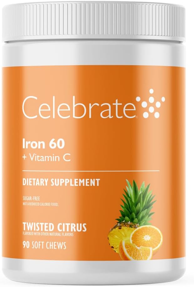 60mg Iron & Vitamin C와 함께 비타민 철 보충 – Bariatric 환자를 위한 Citrus Chewables, Gastric Bypass & Sleeve Gastrectomy 지원 – 포스트Surgery 건강 정비를 위한 30의 정제