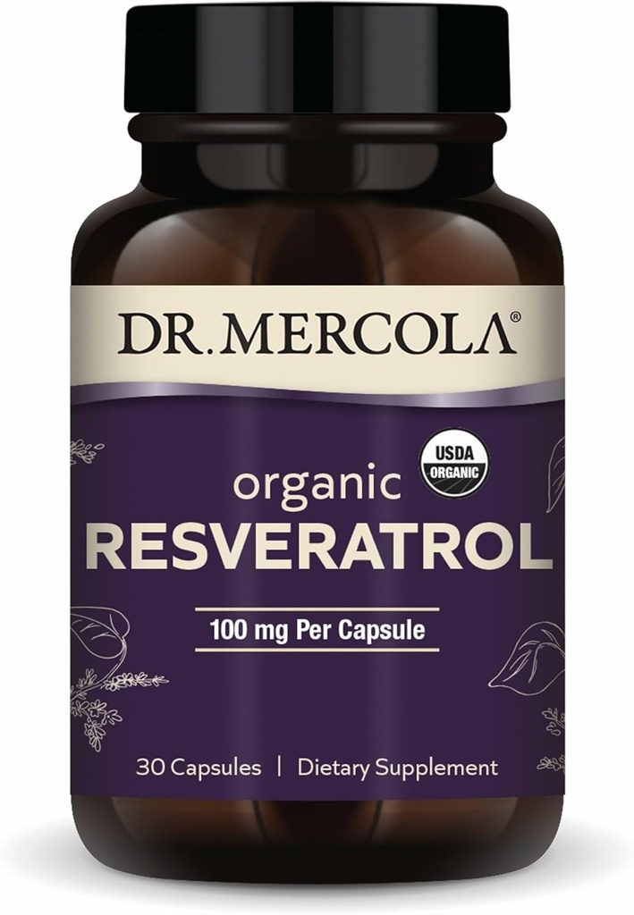Mercola Organic Resveratrol 박사 - 100 mg 셀룰러 및 심혈관 지원 - 99.9 Percent Trans-Resveratrol - 일본어 Knotweed에서 - 30 캡슐 (30 서빙)