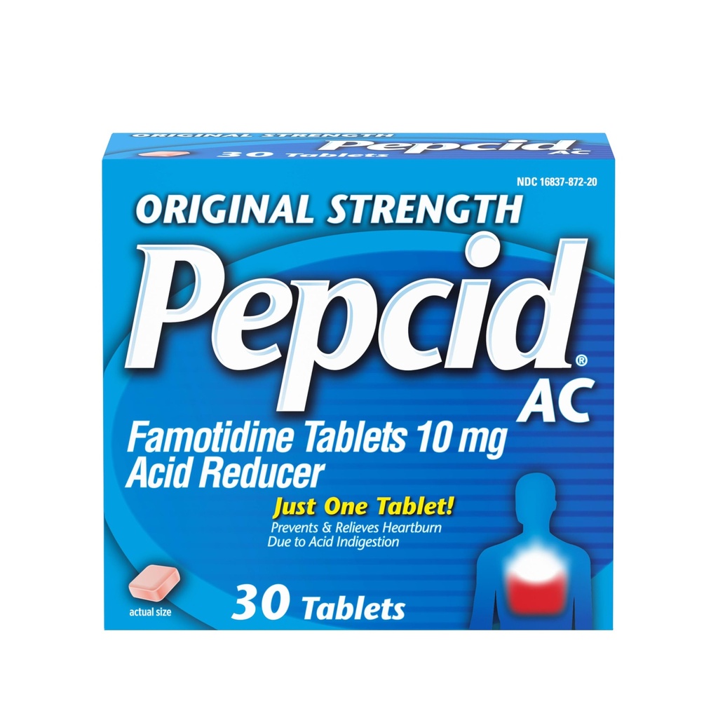 Pepcid AC 본래 힘 Heartburn 기복 정제, OTC 약은 심장 박동 & 산 Reflux 산 Indigestion, 10mg Famotidine 산성 흡진기, 빠른 행동, 30 ct로 막습니다