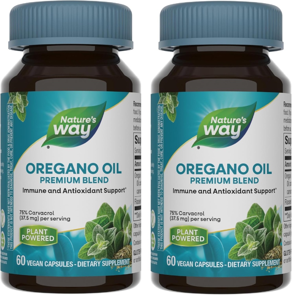 자연의 방법 Oregano 오일 - 면역 지원 보충교재 * - 75-85% Carvacrol - 글루텐 무료 - 60 Vegan 캡슐 (2 팩)