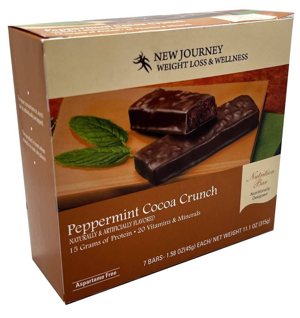 Peppermint Cocoa Crunch Bar - 새로운 여행 체중 감량 및 웰빙 - 높은 단백질 영양 바 (7 바 / 상자)