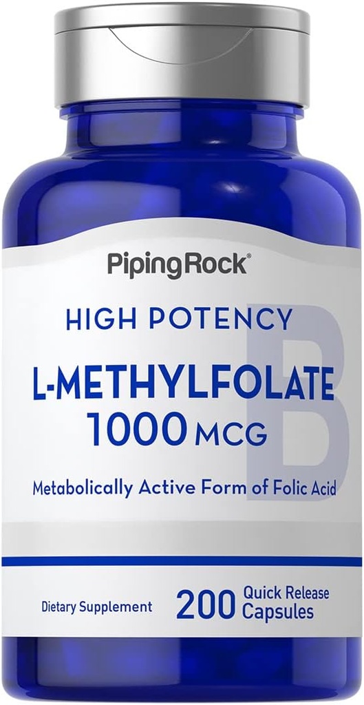 Piping Rock L Methylfolate 보충교재 | 1000 mcg | 200의 캡슐 | Folic 산의 활동적인 모양 | Non-GMO의 글루텐 자유로운