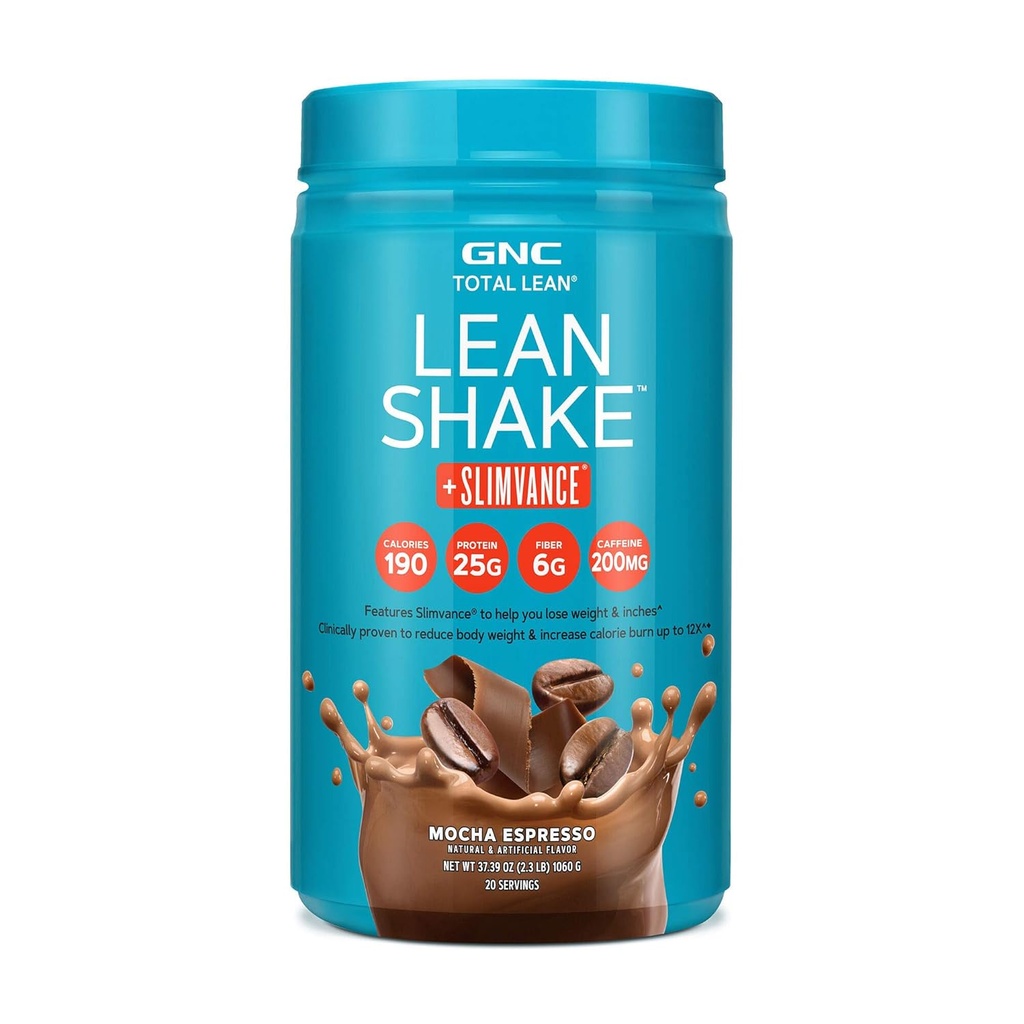 GNC 총 Lean, Lean Shake + Slimvance, Caffeine, Mocha Espresso, 20 서빙 200mg의 체중 감소 단백질 분말
