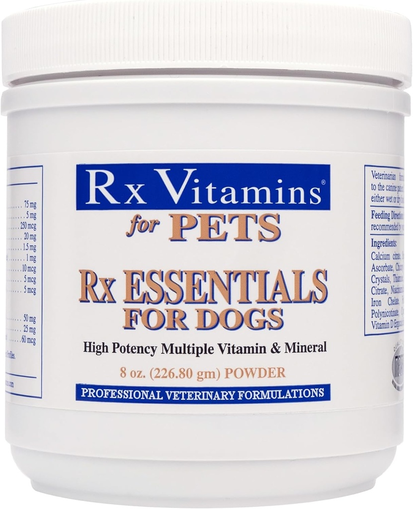 Rx Vitamins Essentials for Dogs - 비타민 및 미네랄 다비타민 - 면역 체계 소화 건강 & 뼈 건강을 지원합니다 - 분말 8개 oz