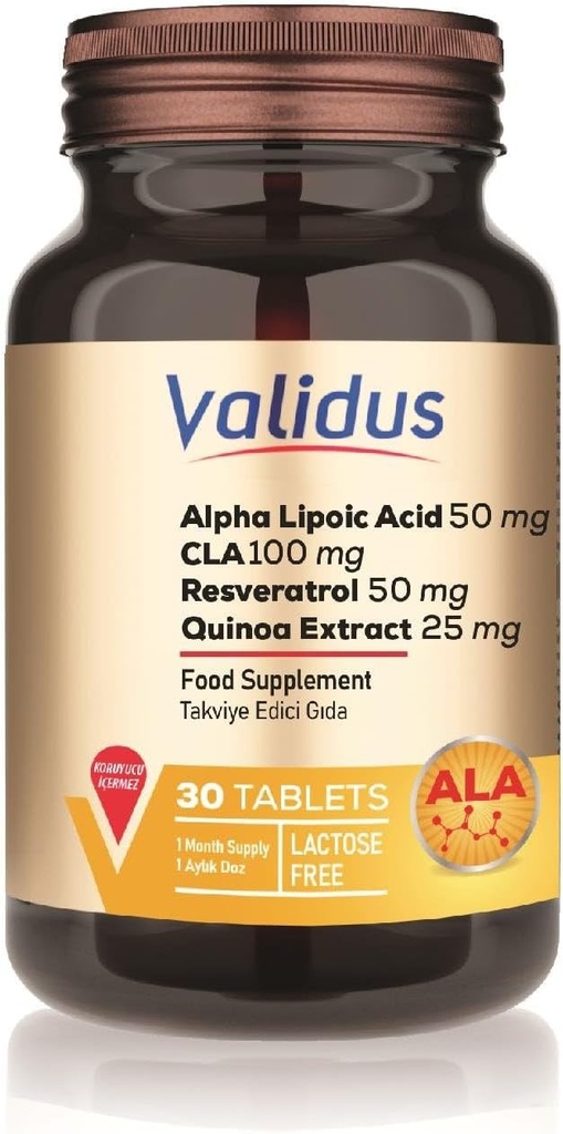 VALIDUS 알파 Lipoic 산 + 종류 + Resveratrol 30 정제