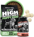 Bully Max 24/14 High Protein Puppy Food (5lbs.) 및 강아지 비타민 개발 및 성장 번들을위한 (30 척 탭) - 근육, 면역, 뼈 및 작은 품종의 소화 지원