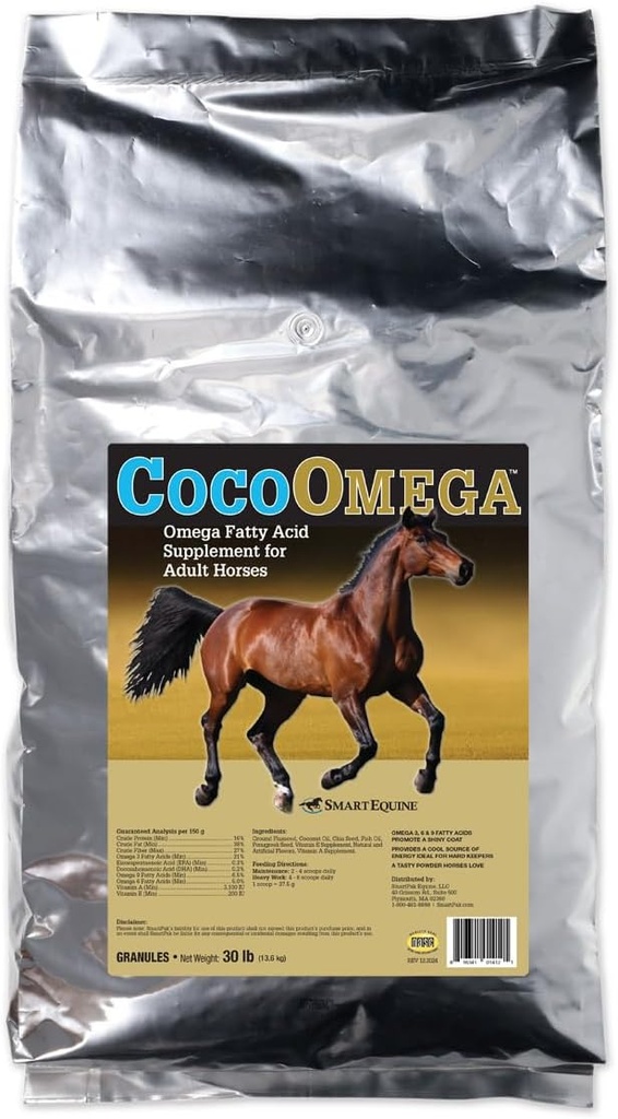 SmartEquine CocoOmega Granular | 피부, 호프, 코트 건강 보조제 | 오메가-3 지방산 | 30 LB