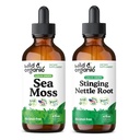 야생 & 유기 바다 Moss Tincture 4 fl oz & Sting Nettle Root Tincture 4 fl oz